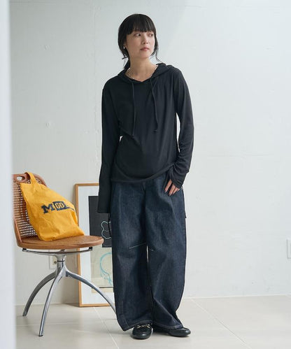 FREAK'S STORE 透膚感羅紋連帽長袖T恤 女