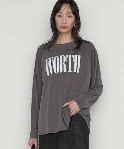 LOUNGEDRESS 羅紋Logo長袖T恤 女士休閒圓領純棉印花T恤