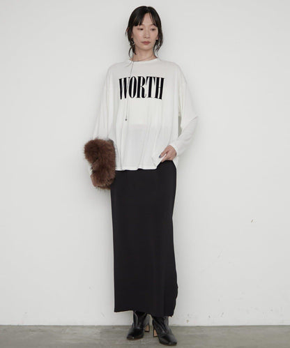 LOUNGEDRESS 羅紋Logo長袖T恤 女士休閒圓領純棉印花T恤