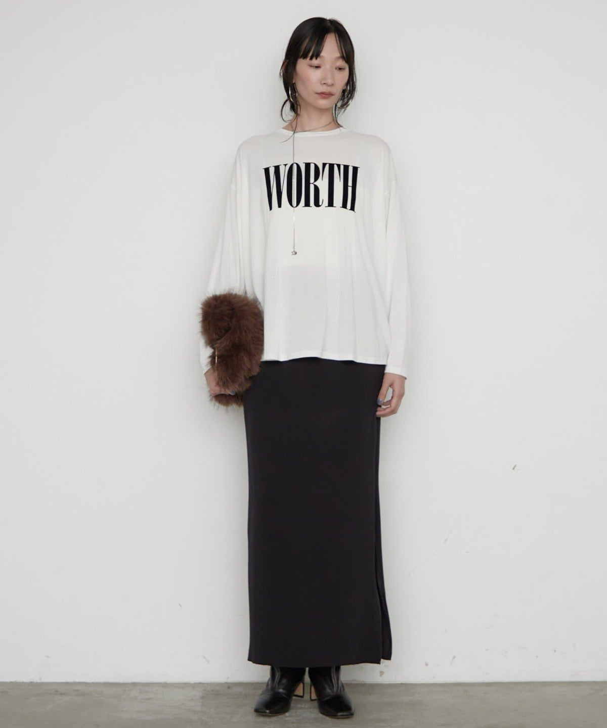 LOUNGEDRESS 羅紋Logo長袖T恤 女士休閒圓領純棉印花T恤