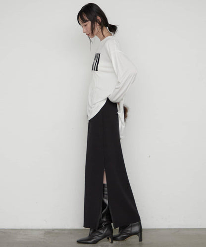 LOUNGEDRESS 羅紋Logo長袖T恤 女士休閒圓領純棉印花T恤