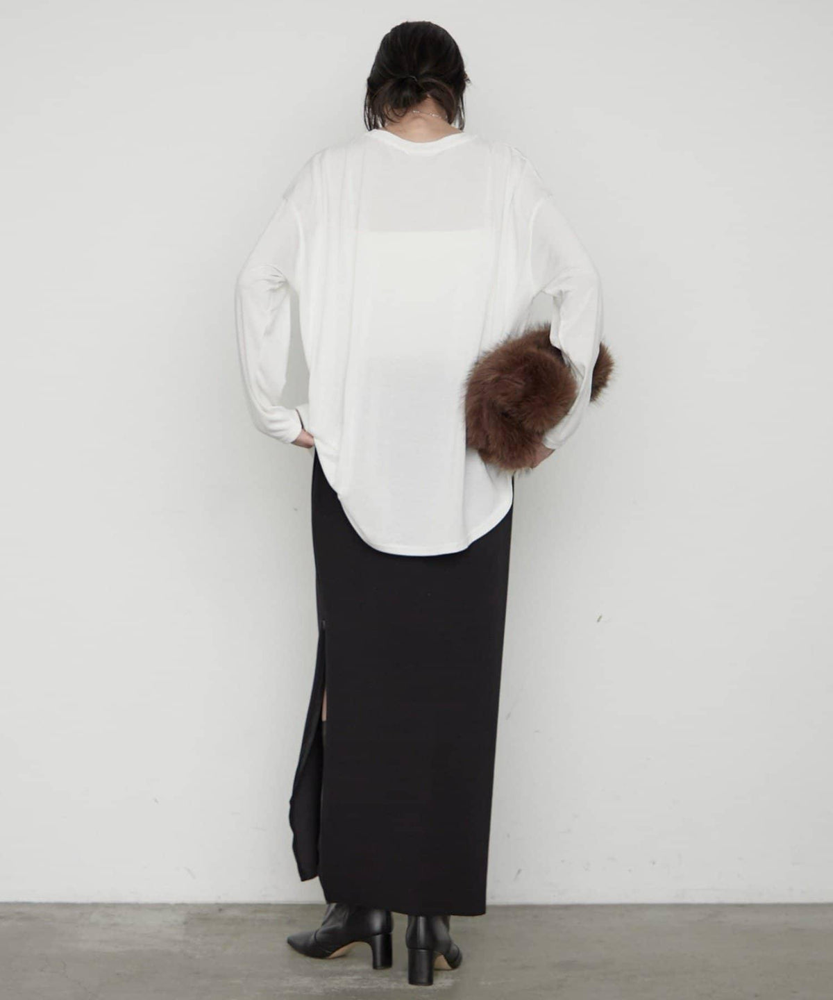 LOUNGEDRESS 羅紋Logo長袖T恤 女士休閒圓領純棉印花T恤