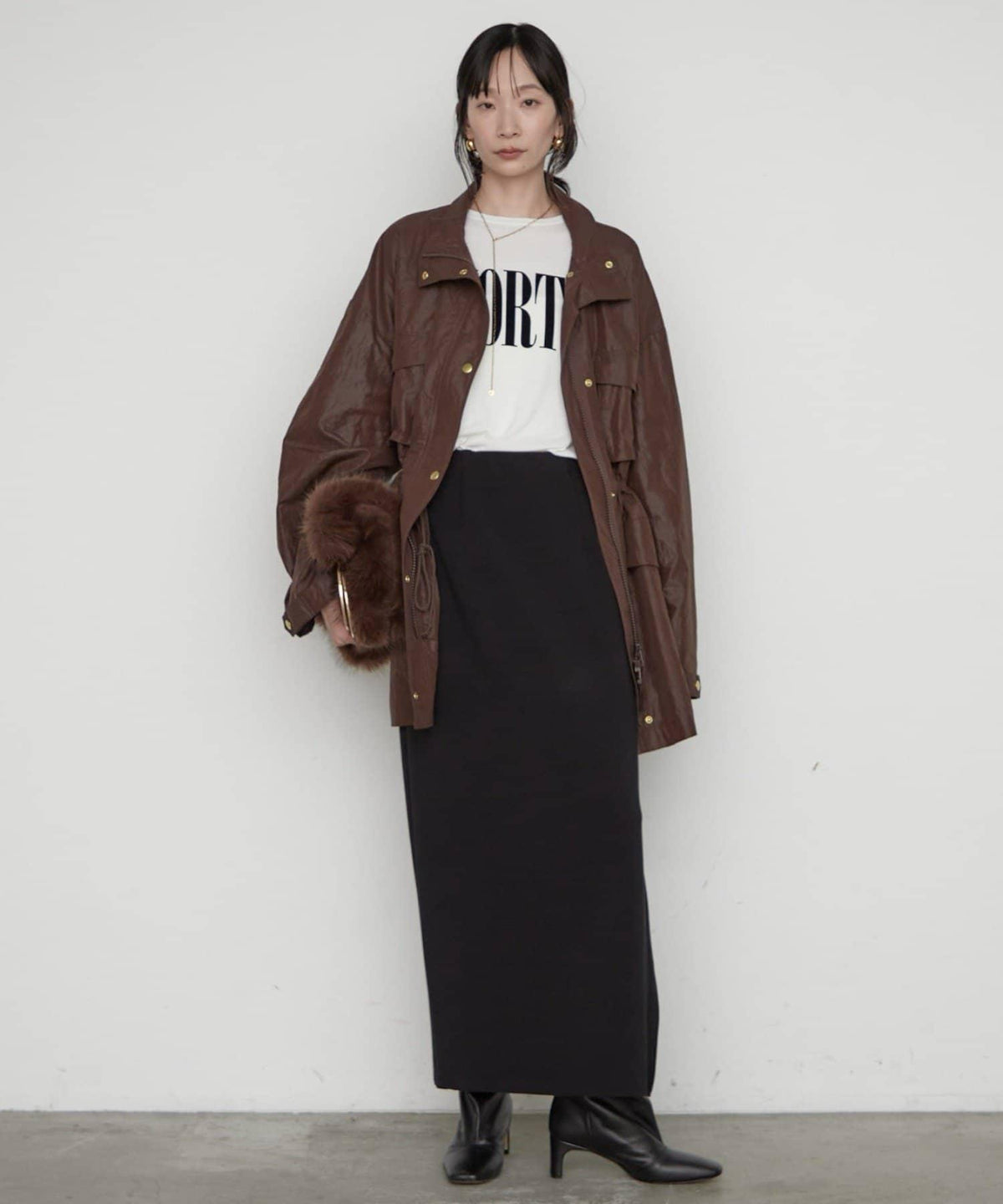 LOUNGEDRESS 羅紋Logo長袖T恤 女士休閒圓領純棉印花T恤