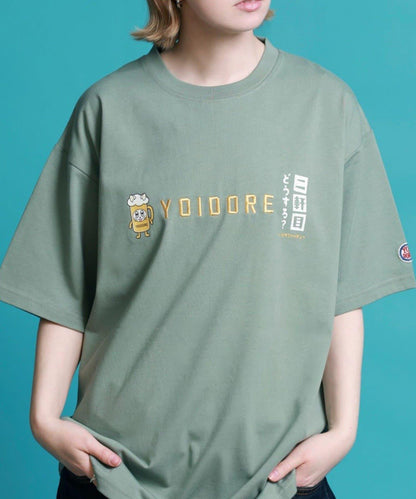 YOIDORE/ヨイドレ 二軒目どうする？コラボ Tシャツ 聯名企劃 寬鬆款 棉100% 休閒短袖T恤
