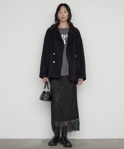 LOUNGEDRESS 羊毛混リバー仕立てミドル丈コート