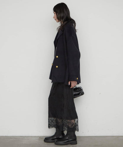 LOUNGEDRESS 羊毛混リバー仕立てミドル丈コート