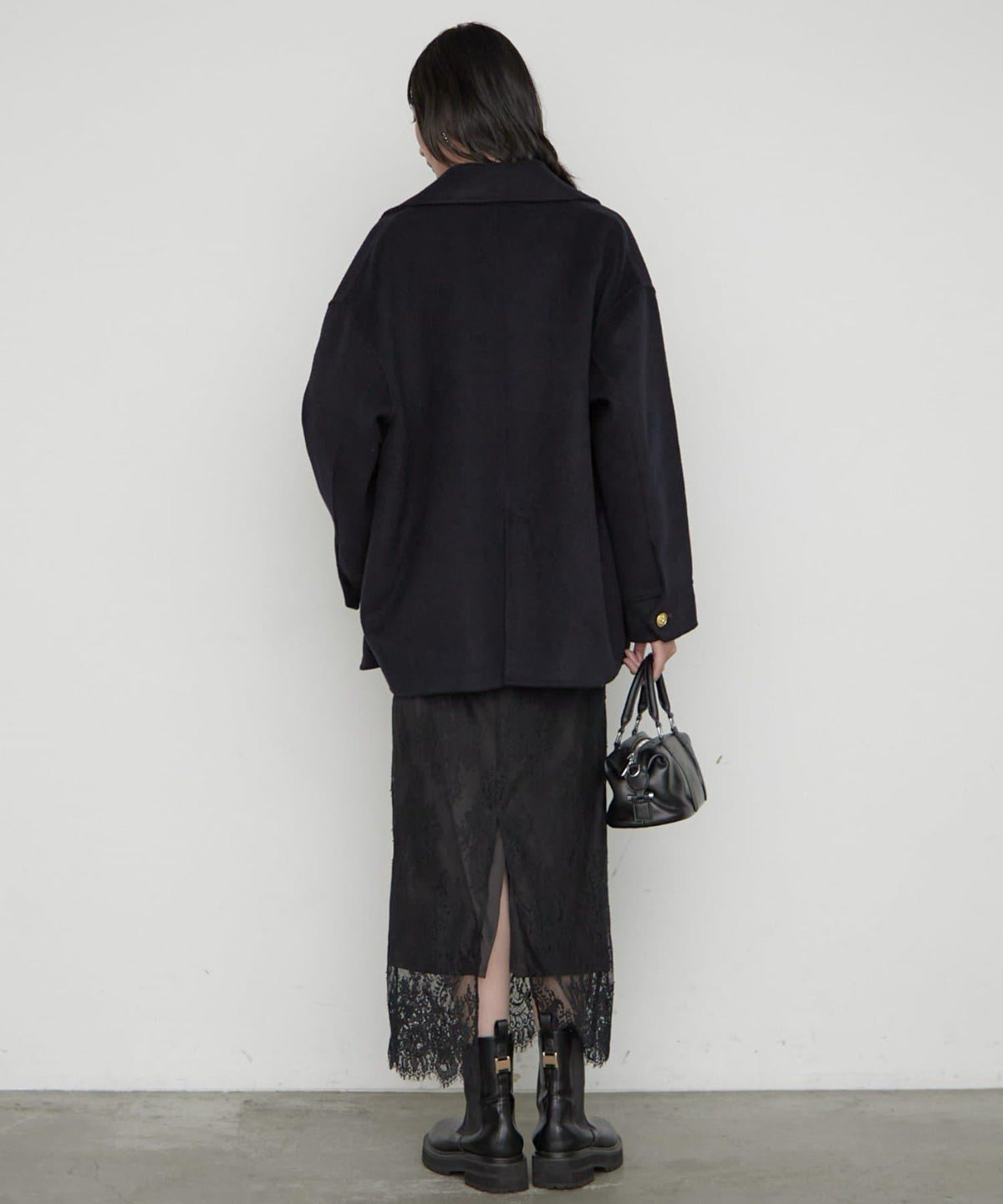 LOUNGEDRESS 羊毛混リバー仕立てミドル丈コート