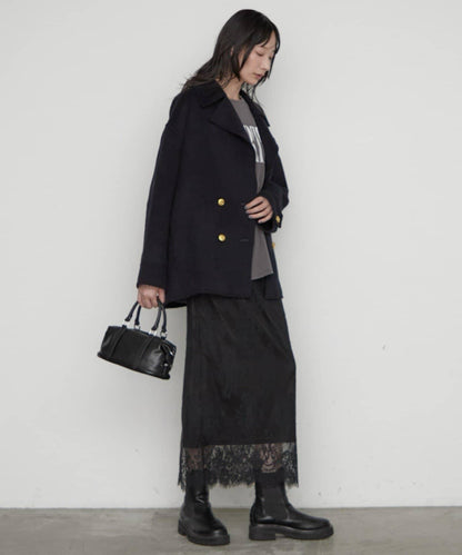 LOUNGEDRESS 羊毛混リバー仕立てミドル丈コート