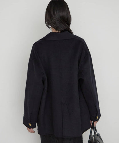 LOUNGEDRESS 羊毛混リバー仕立てミドル丈コート