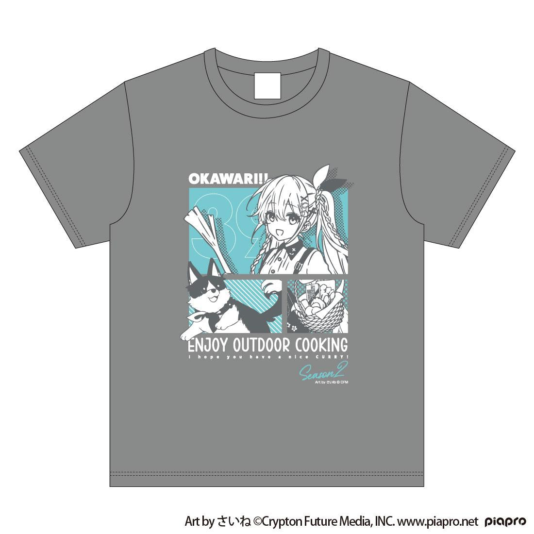 初音未來系列 OUTDOOR COOKING OKAWARI!! T恤 XL碼 純棉印花短袖