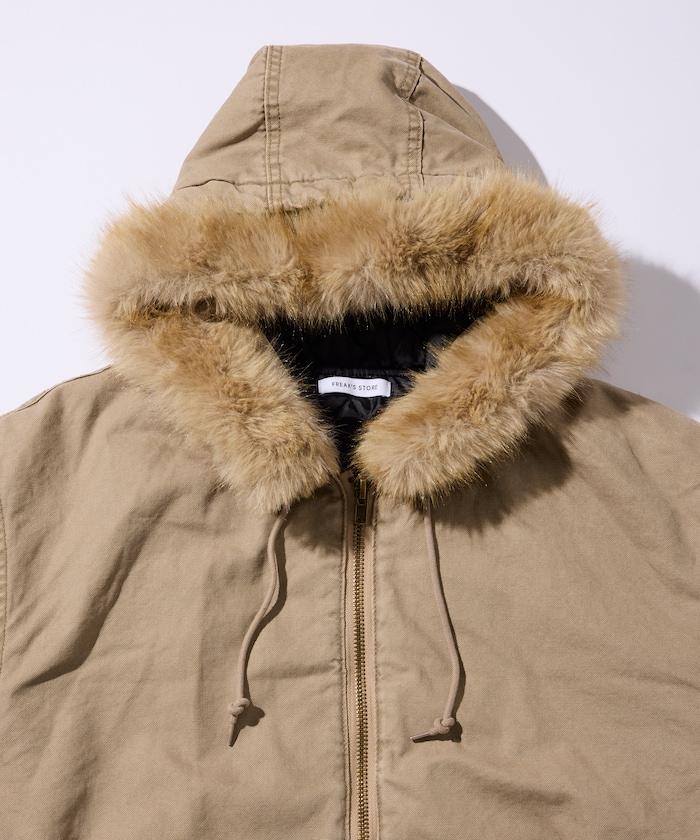FREAK'S STORE 2way 仿皮草可拆卸連帽棉服夾克 軍裝風 連帽衫 棉服