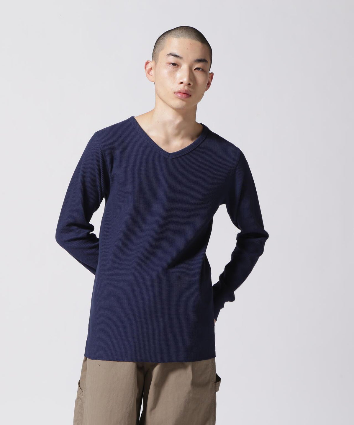 AVIREX DAILY WEAR V領長袖T恤 男士 滌棉混紡