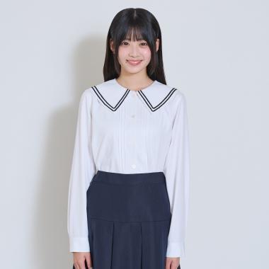 Lovetoxic 少女款セーラー衿ラインブラウス 卒服 畢業季 易打理 聚酯纖維混紡 襯衫