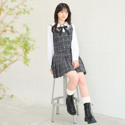 Lovetoxic 少女款セーラー衿ラインブラウス 卒服 畢業季 易打理 聚酯纖維混紡 襯衫