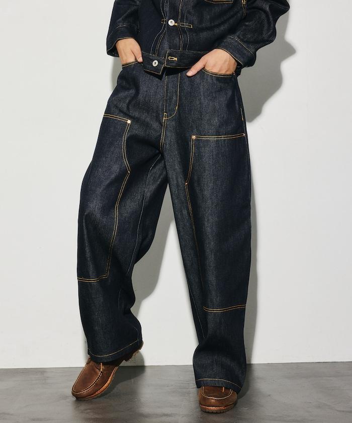 VISION STREET WEAR 2026秋冬款 撞色車線牛仔褲 闊腿褲 男 女 同款