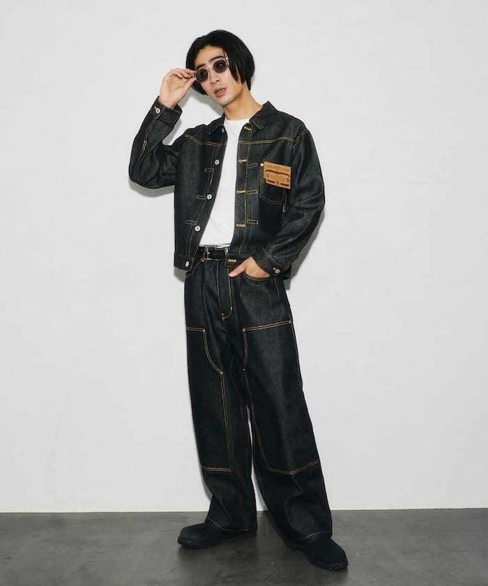 VISION STREET WEAR 2026秋冬款 撞色車線牛仔褲 闊腿褲 男 女 同款