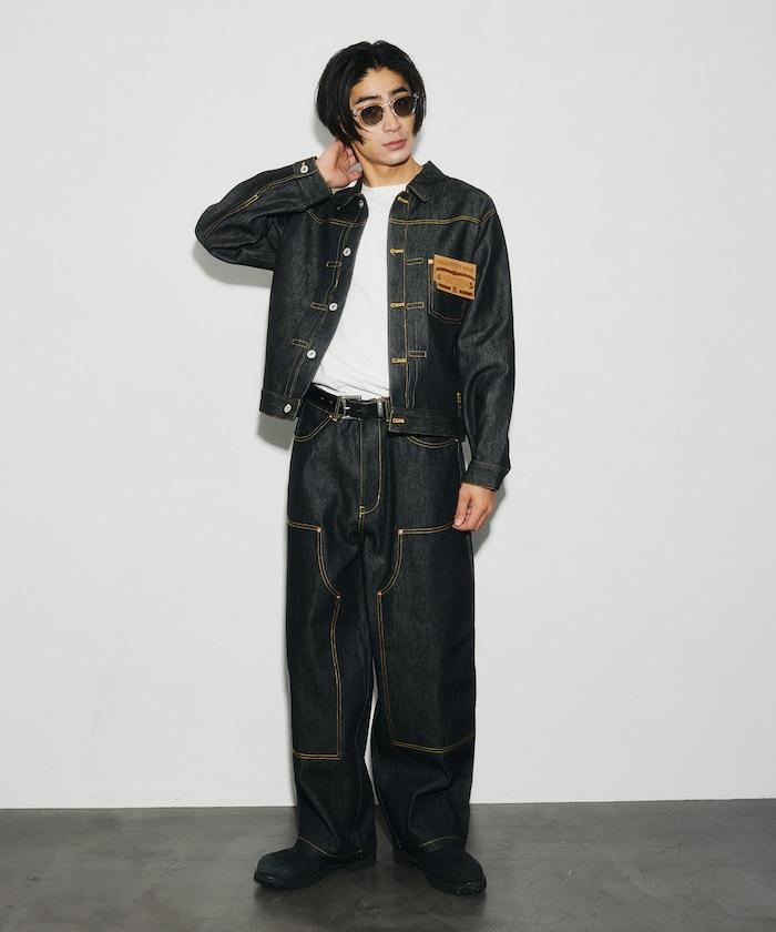 VISION STREET WEAR 2026秋冬款 撞色車線牛仔褲 闊腿褲 男 女 同款