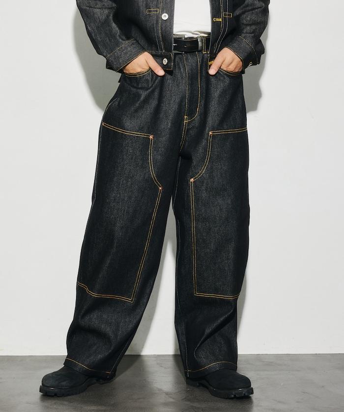 VISION STREET WEAR 2026秋冬款 撞色車線牛仔褲 闊腿褲 男 女 同款