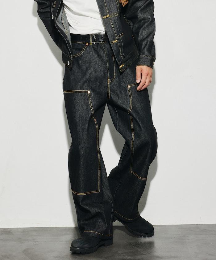 VISION STREET WEAR 2026秋冬款 撞色車線牛仔褲 闊腿褲 男 女 同款