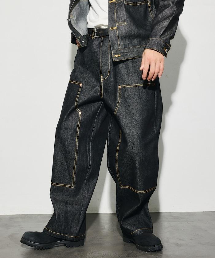 VISION STREET WEAR 2026秋冬款 撞色車線牛仔褲 闊腿褲 男 女 同款