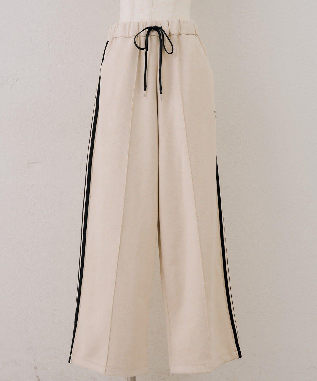 NICE CLAUP OLIVE des OLIVE OUTLET 側邊條紋長褲 闊腿褲 聚酯纖維混紡 106cm