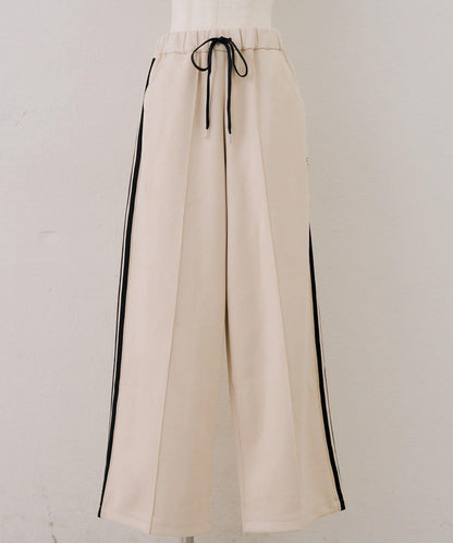 NICE CLAUP OLIVE des OLIVE OUTLET 側邊條紋長褲 闊腿褲 聚酯纖維混紡 106cm