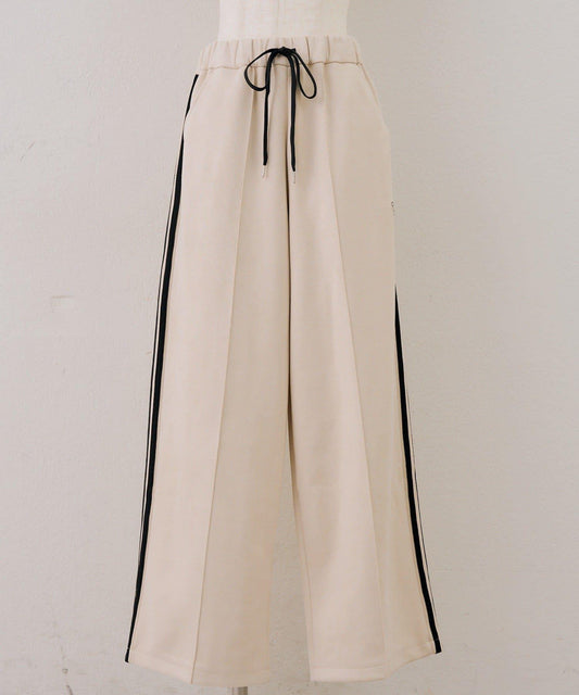 NICE CLAUP OLIVE des OLIVE OUTLET 側邊條紋長褲 闊腿褲 聚酯纖維混紡 106cm