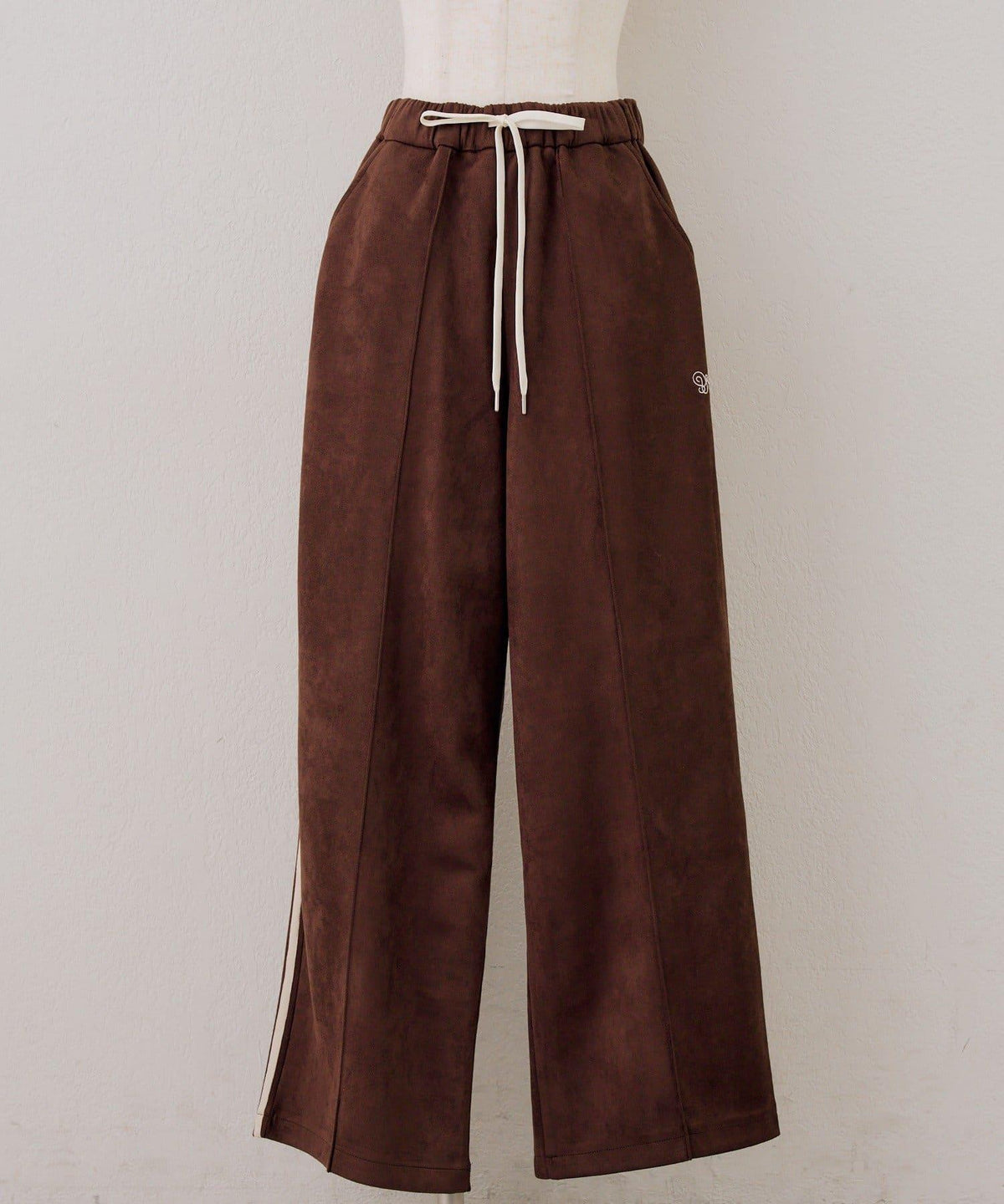 NICE CLAUP OLIVE des OLIVE OUTLET 側邊條紋長褲 闊腿褲 聚酯纖維混紡 106cm
