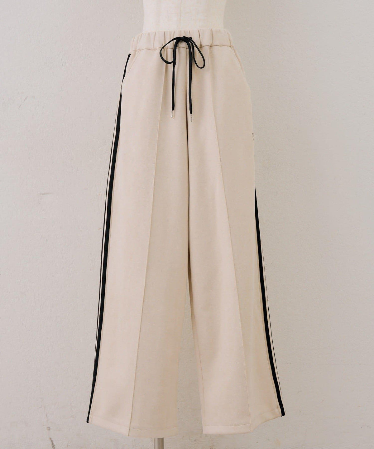 NICE CLAUP OLIVE des OLIVE OUTLET 側邊條紋長褲 闊腿褲 聚酯纖維混紡 106cm
