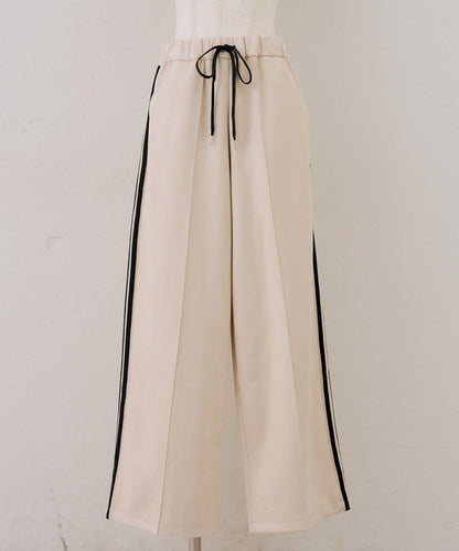 NICE CLAUP OLIVE des OLIVE OUTLET 側邊條紋長褲 闊腿褲 聚酯纖維混紡 106cm