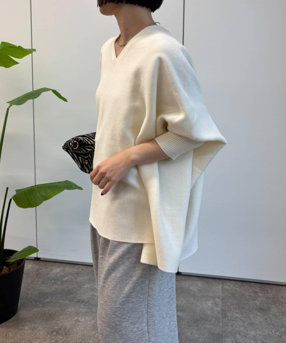 Jena espace merveilleux 寬鬆袖V領針織衫 棉混紡 針織衫