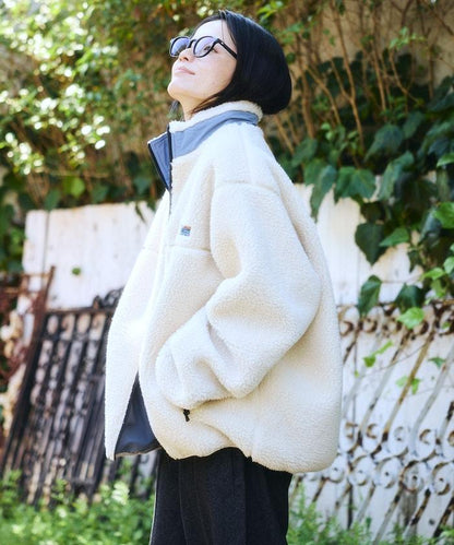 FREAK'S STORE 品牌標誌拼色連帽拉鍊保暖寬鬆休閒外套 男 女