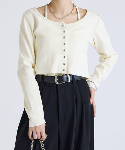 Lui's FEMME 26AW系列 羅紋針織套裝開衫 舒適乾爽 顯瘦顯高 闊腿褲搭配