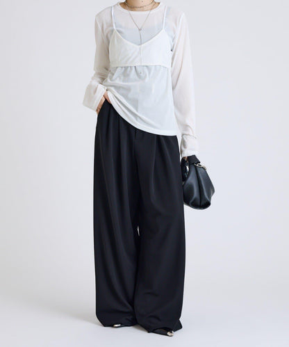 Lui's FEMME 26AW 彈力天鵝絨透膚感拼接胸衣套頭衫 聚酯纖維混紡 針織衫
