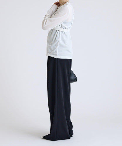 Lui's FEMME 26AW 彈力天鵝絨透膚感拼接胸衣套頭衫 聚酯纖維混紡 針織衫