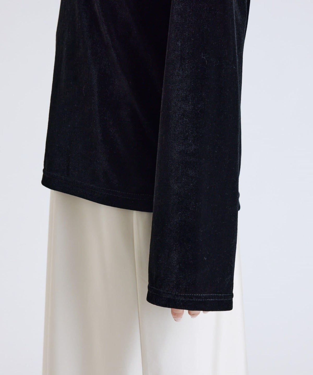 Lui's FEMME 26AW 彈力天鵝絨透膚感拼接胸衣套頭衫 聚酯纖維混紡 針織衫