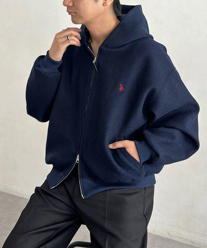 U.S. POLO ASSN. 刺繡拉鍊連帽衫 連帽夾克 男士 滌綸混紡 滌綸