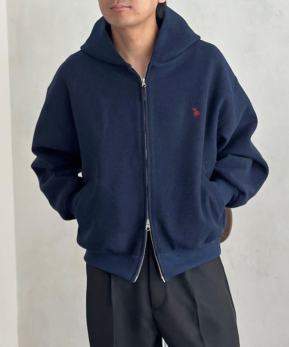 U.S. POLO ASSN. 刺繡拉鍊連帽衫 連帽夾克 男士 滌綸混紡 滌綸