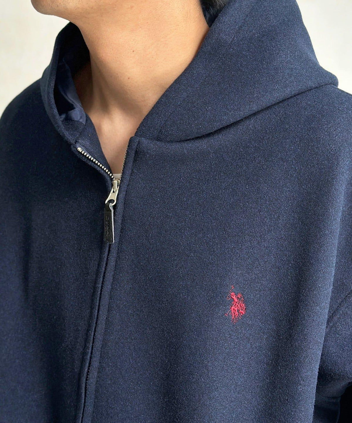 U.S. POLO ASSN. 刺繡拉鍊連帽衫 連帽夾克 男士 滌綸混紡 滌綸