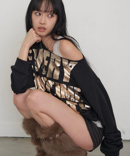 WHO'S WHO gallery 金屬logo印花圓領衛衣