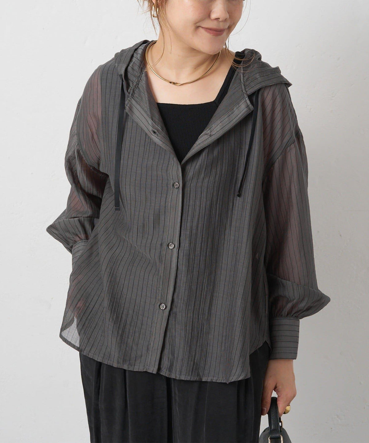 PUAL CE CIN 2026 AW VINTAGE REBELLION 系列 連帽襯衫 寬鬆透膚感 混紡 襯衫