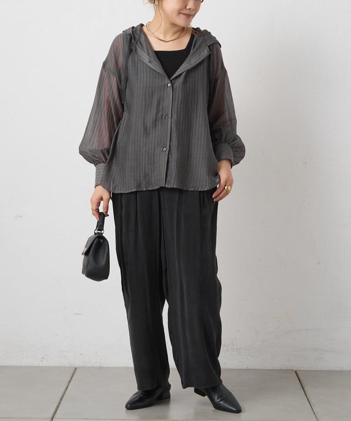 PUAL CE CIN 2026 AW VINTAGE REBELLION 系列 連帽襯衫 寬鬆透膚感 混紡 襯衫