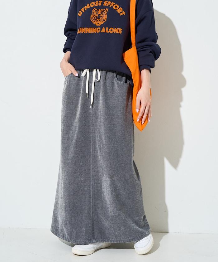FREAK'S STORE 2026秋冬 綿混雪尼爾牛仔風微起毛Aラインイージーロングスカート