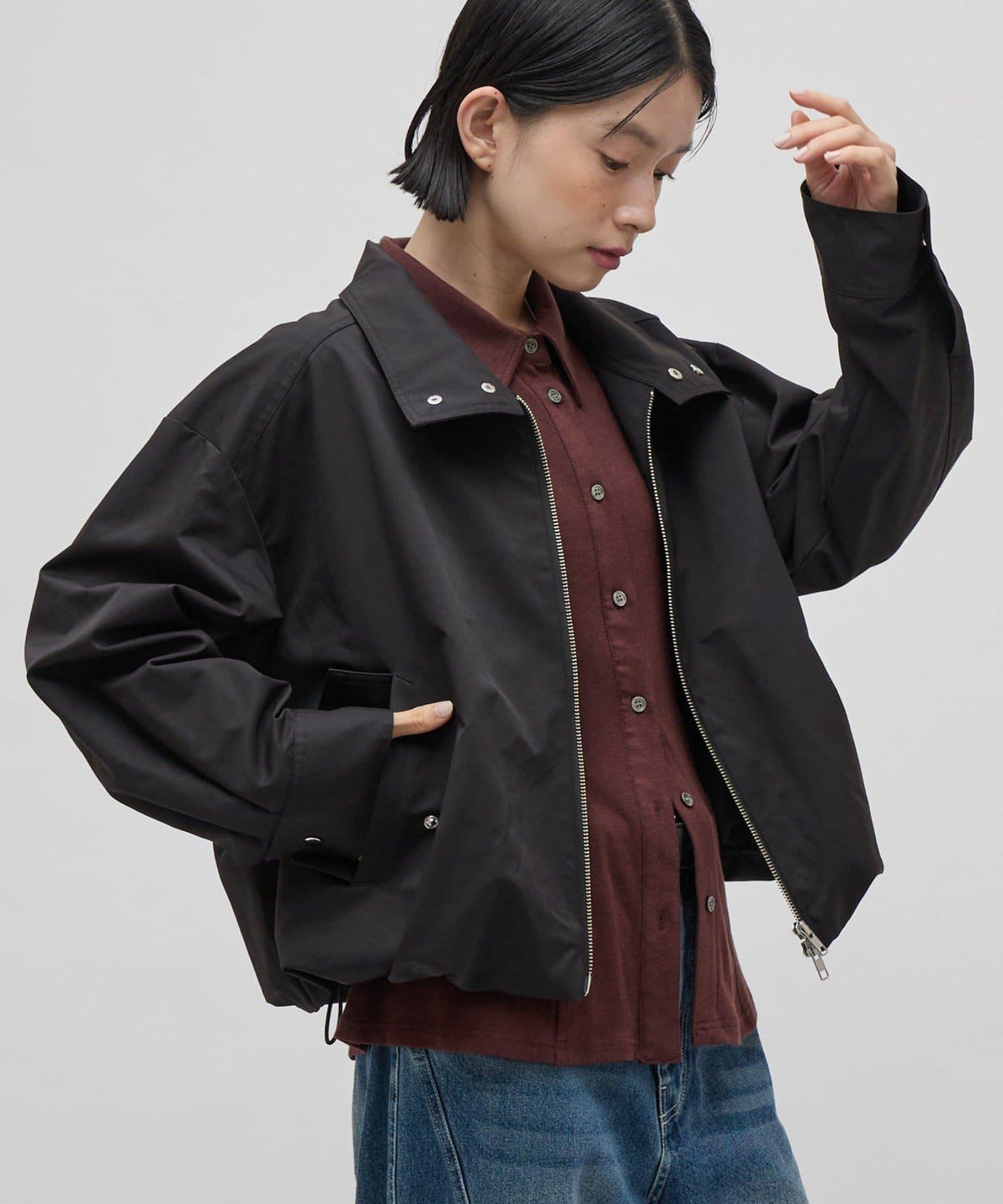 Lui's FEMME 26AW 寬鬆落肩抽繩下襬拉鍊夾克 外套
