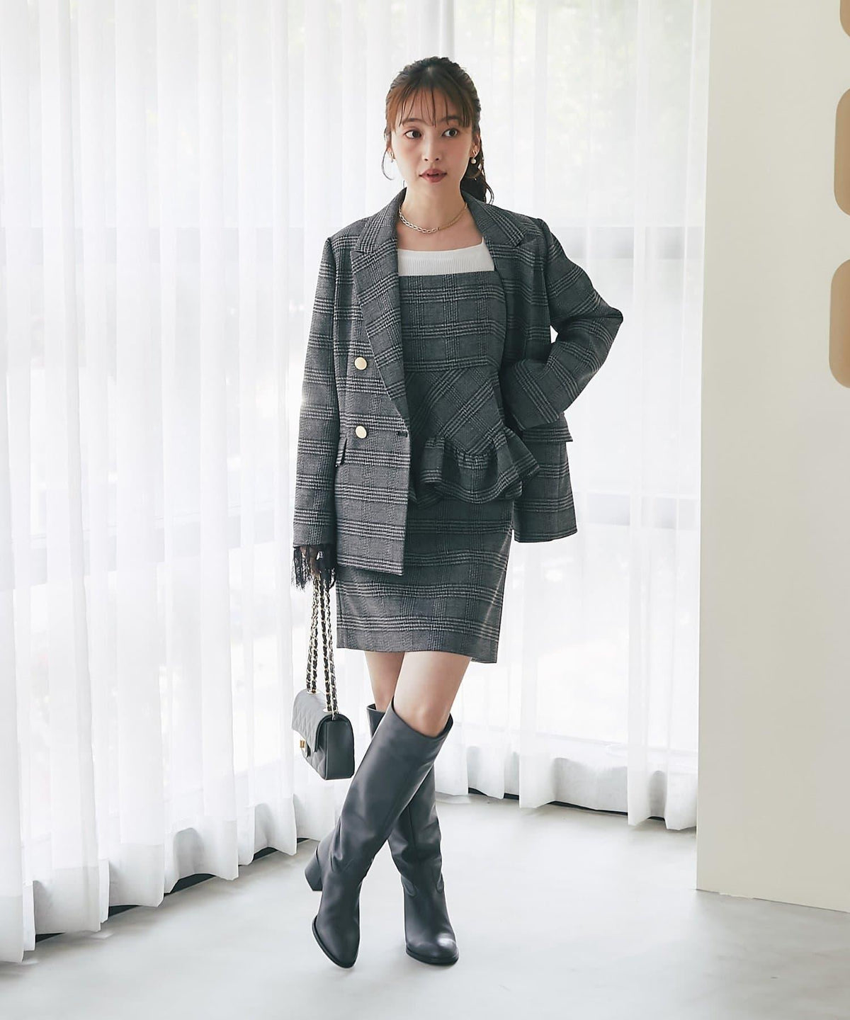 ツイードランダムペプラムフリルキャミ La boutique BonBon