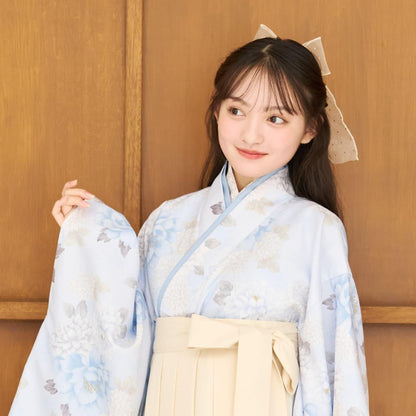 Lovetoxic 晴天和服套裝 畢業禮服入學禮服兒童和服袴套裝 櫻花牡丹印花 聚酯纖維