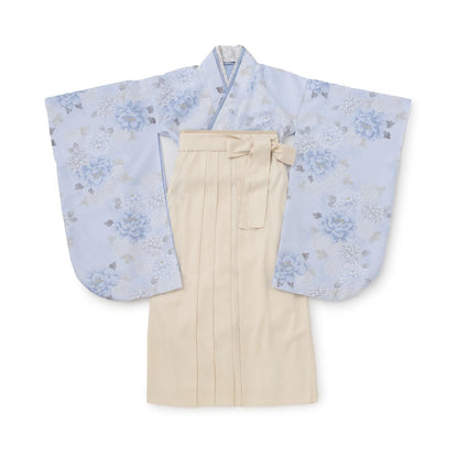 Lovetoxic 晴天和服套裝 畢業禮服入學禮服兒童和服袴套裝 櫻花牡丹印花 聚酯纖維