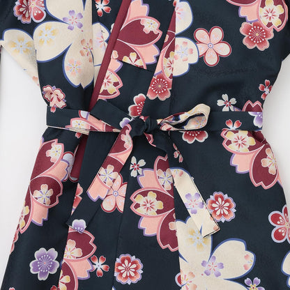 Lovetoxic 晴天和服套裝 畢業禮服入學禮服兒童和服袴套裝 櫻花牡丹印花 聚酯纖維