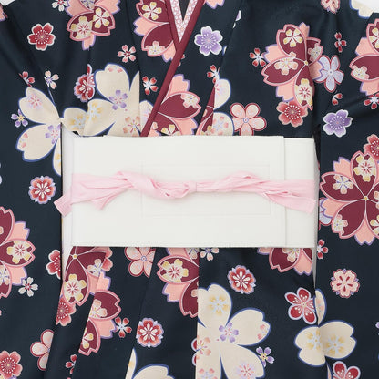 Lovetoxic 晴天和服套裝 畢業禮服入學禮服兒童和服袴套裝 櫻花牡丹印花 聚酯纖維