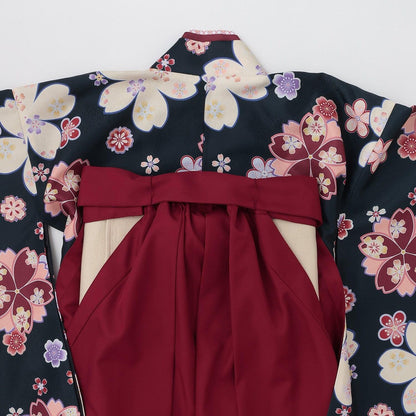 Lovetoxic 晴天和服套裝 畢業禮服入學禮服兒童和服袴套裝 櫻花牡丹印花 聚酯纖維
